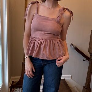 Madewell Mauve Sleeveless Blouse with Tie Straps